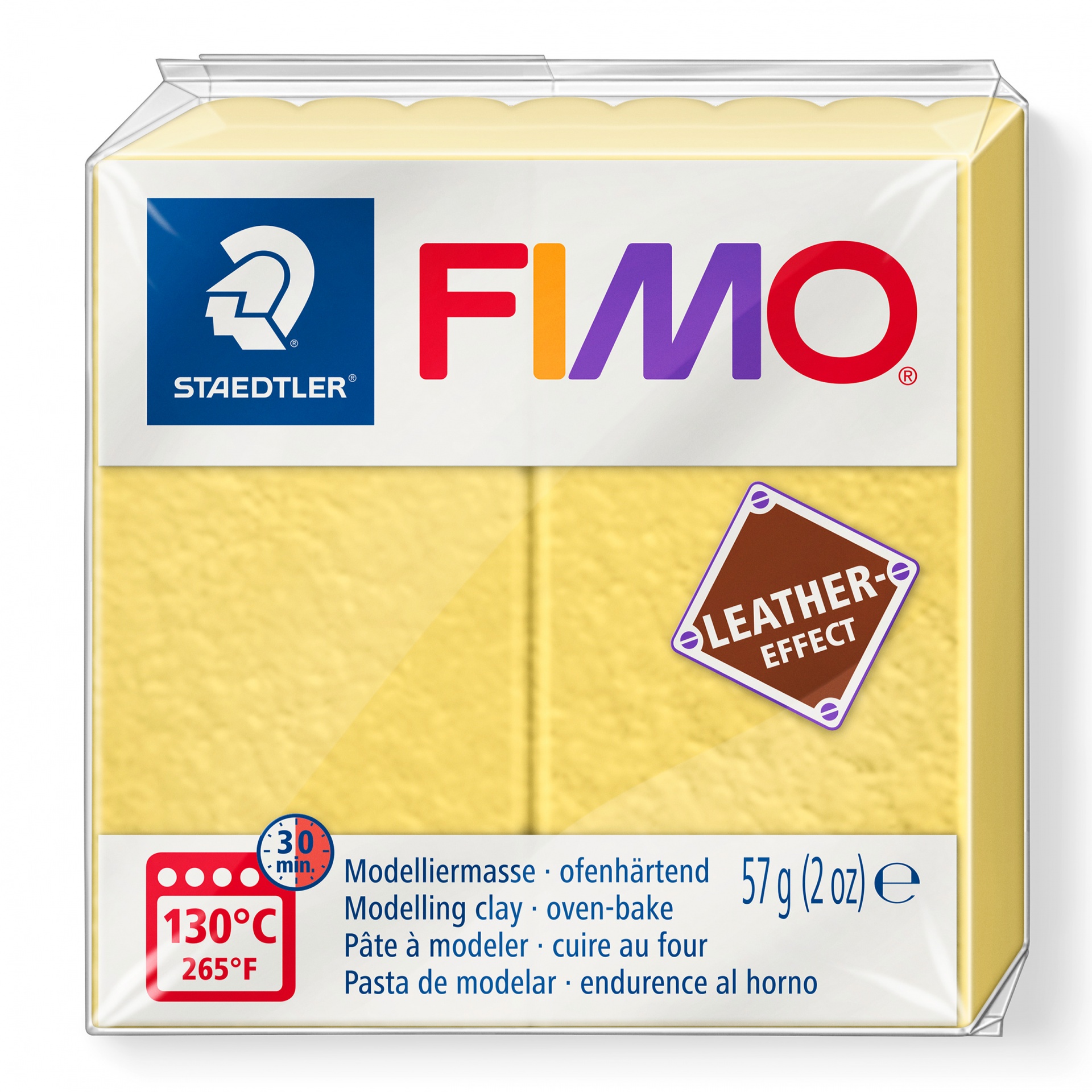 Massa de modelar Staedtler FIMO efeito couro amarela 57g