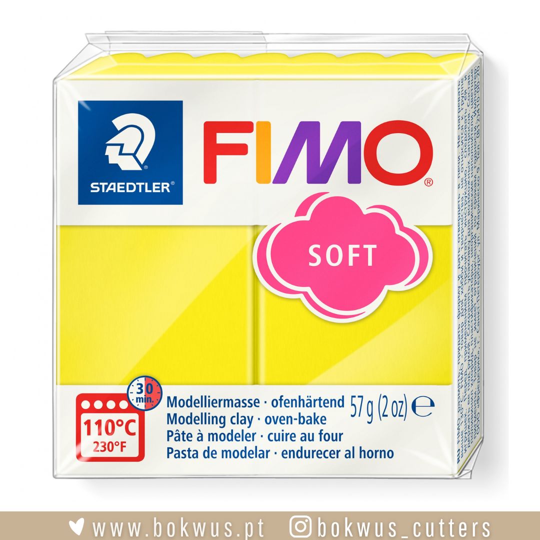 FIMO Soft – Limão (Ref. 10) Massa de modelar FIMO SOFT amarela em embalagem transparente