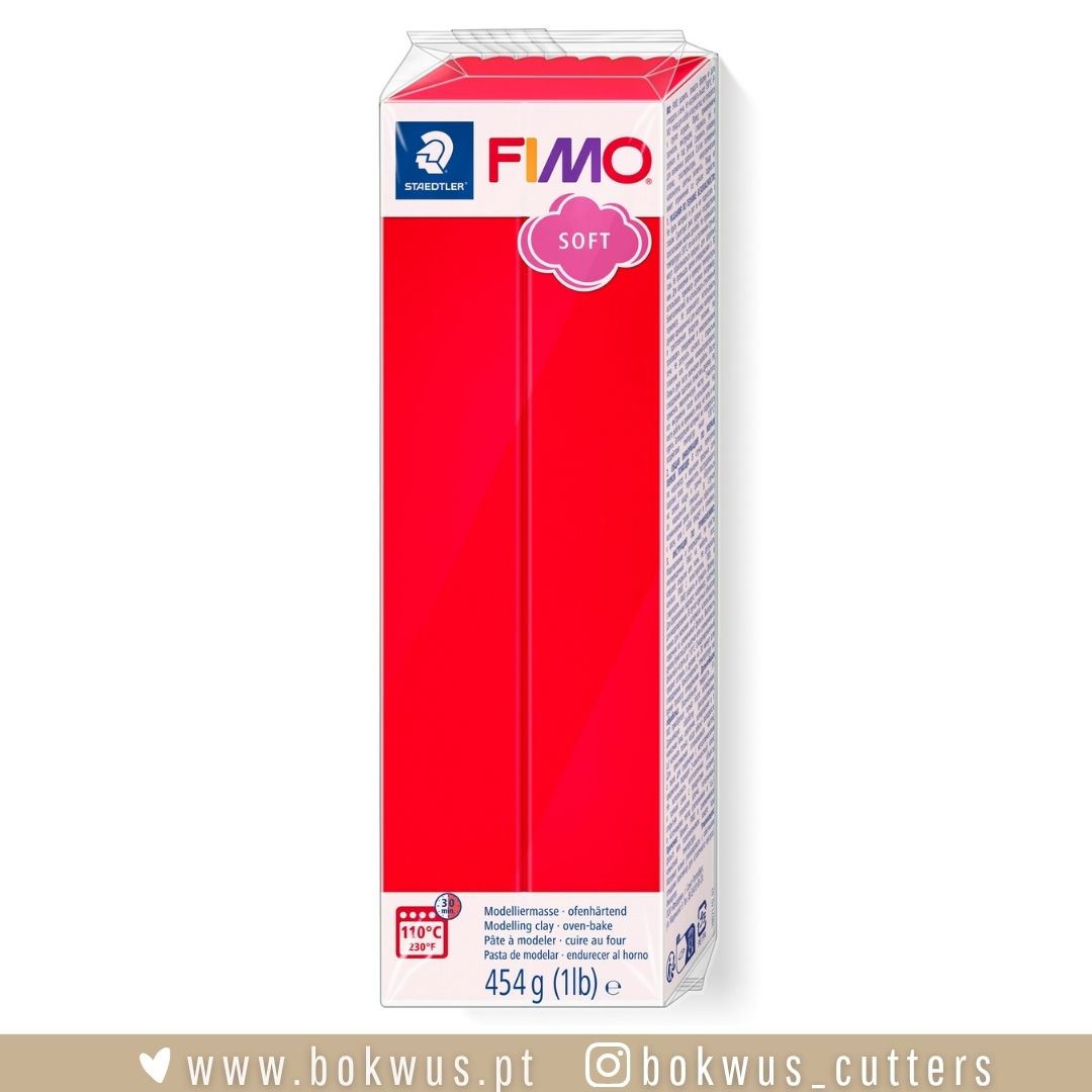 FIMO Soft – Vermelho Indiano (Ref. 24) Barra de massa para modelar FIMO Soft vermelha Staedtler em embalagem rectangular