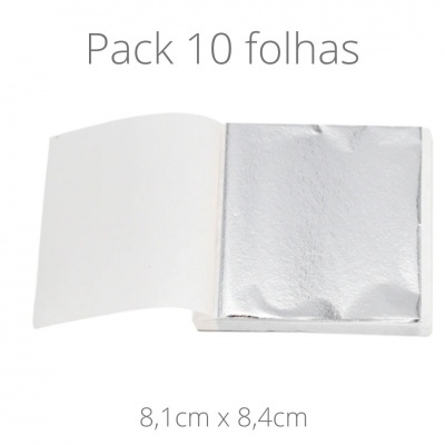 Pack 10 folhas com uma folha branca aberta e folha prateada brilhante