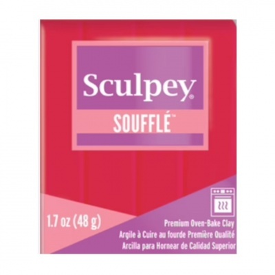 Embalagem vermelha e rosa de massa de modelar Sculpey Soufflé 48g