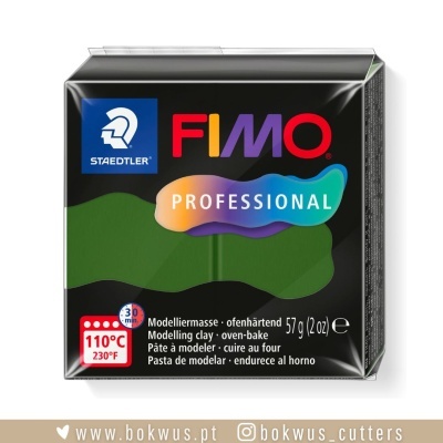 Massa de modelar Fimo Professional Staedtler verde escura com embalagem preta