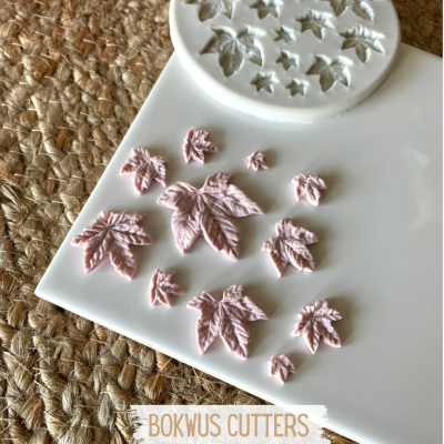 Molde branco com folhas decorativas rosas BOKWUS CUTTERS