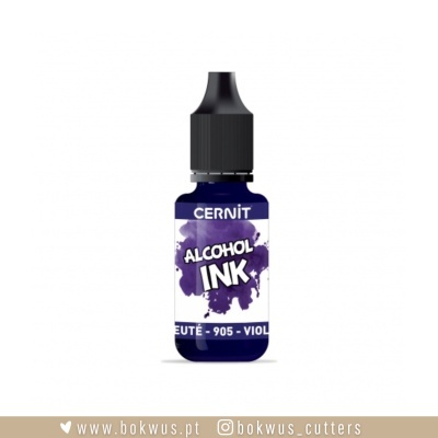 frasco pequeno de tinta em álcool violeta com rótulo e tampa preta