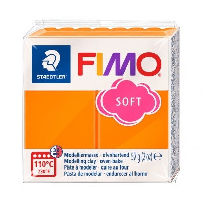 Massa de modelar FIMO SOFT laranja em pacote com instruções e marca STAEDTLER