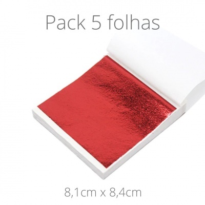 Folha metalizada vermelha em pack de 5 folhas