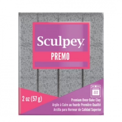 Barra de massa de modelar Sculpey PREMO cinzenta em embalagem roxa e rosa