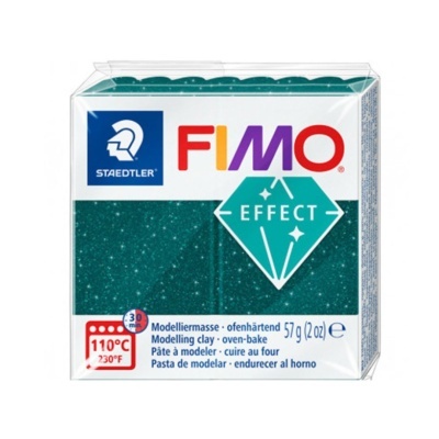 Massa para modelar FIMO Effect verde brilhante de 57g em embalagem transparente
