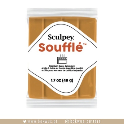Bloco de pasta polimérica Sculpey Soufflé castanha clara em embalagem transparente