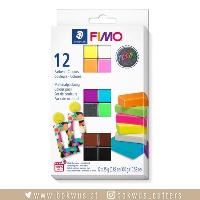 Caixa de massa de modelar FIMO Staedtler com 12 cores em barra