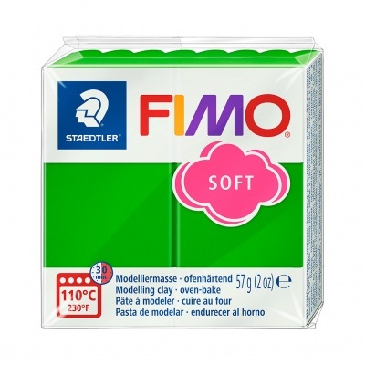 Bloco de pasta de modelar FIMO Soft verde na embalagem