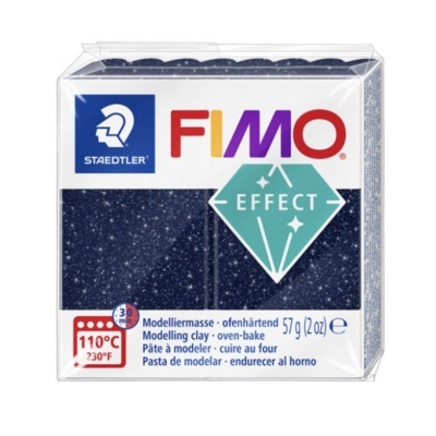 Massa de modelar FIMO Effect azul cintilante em embalagem transparente