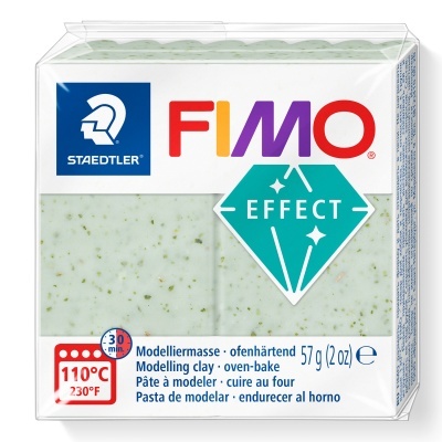 Pacote de massa modeladora FIMO Effect branco com partículas verdes