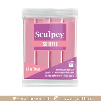 Embalar de argila Sculpey Soufflé rosa, 48 g, com etiquetas roxas e brancas