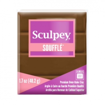 Bloco de barro polimérico Sculpey Soufflé castanho em embalagem colorida
