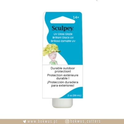 Tubo de verniz brilhante UV Sculpey em embalagem azul e branca
