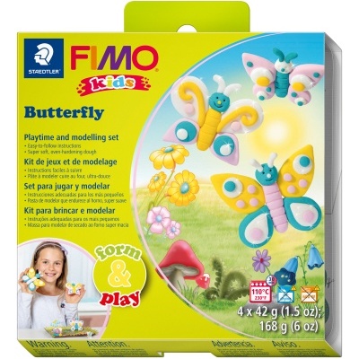 Embalagem FIMO kids Butterfly para modelar com massas coloridas e figuras de borboletas