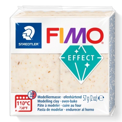 Massa de modelar FIMO Effect creme com detalhes, embalagem transparente