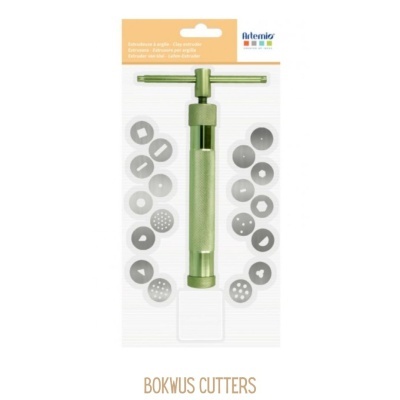 Conjunto de cortadores BOKWUS com instrumento metálico verde e discos de corte em embalagem