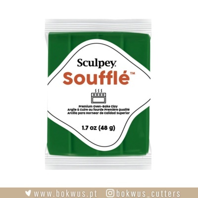 Massa de modelar Sculpey Soufflé verde 48 g em embalagem branca e verde