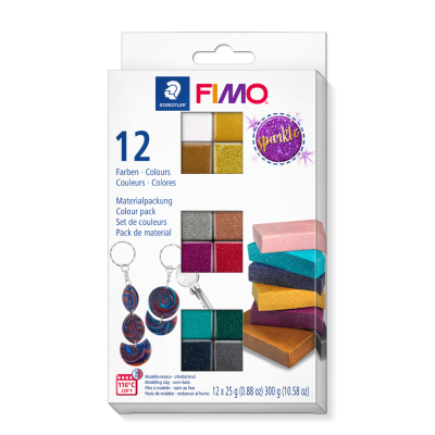 Pacote FIMO 12 cores massa de modelar para bijuterias e artes