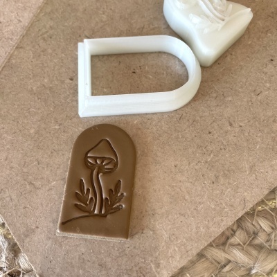 Moldes de silicone e padrão de cogumelo gravado em molde bege