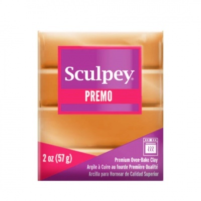 Barra de massa modelável Sculpey PREMO cor caramelo com embalagem