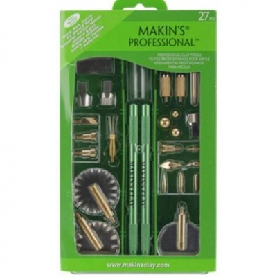 Conjunto Makin's Professional para modelagem de argila com 27 peças em embalagem verde