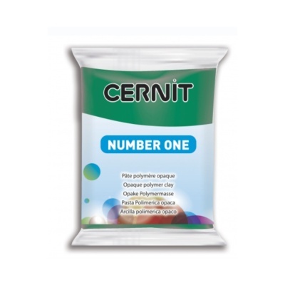 Pacote de massa polimérica opaca da marca CERNIT com design branco e verde