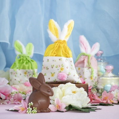 🐰 Saco de Pano com Coelho de Chocolate