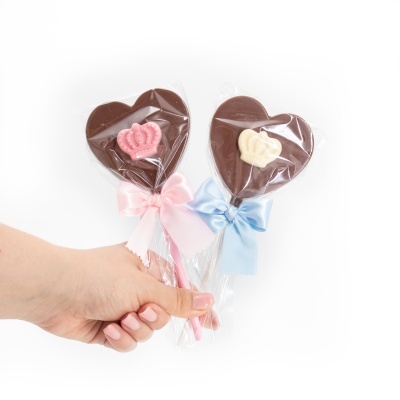Chupa de Chocolate de Leite - Coração com Coroa