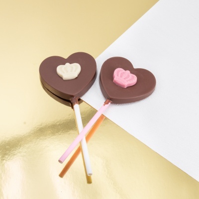 Chupa de Chocolate de Leite - Coração com Coroa