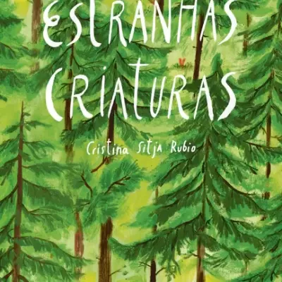 Capa de livro verde amarela com árvores e texto branco