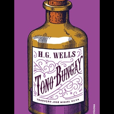 Frasco de vidro com rótulo branco e texto roxo sobre fundo roxo.