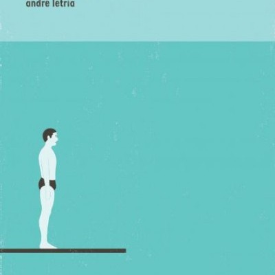 Capa de livro com ilustração de homem prestes a saltar de prancha de mergulho