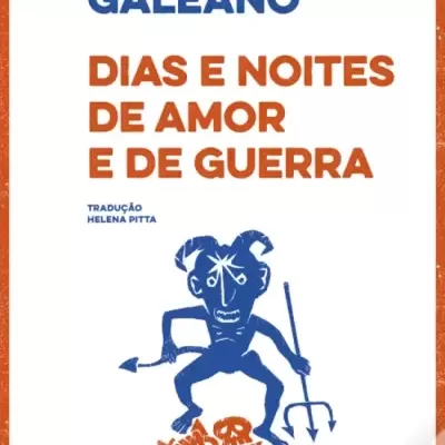 Capa de livro 'Dias e Noites de Amor e de Guerra' de Eduardo Galeano com ilustração azul e vermelha