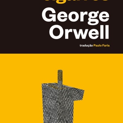 Capa do livro 'livros e cigarros' de George Orwell com design gráfico abstrato