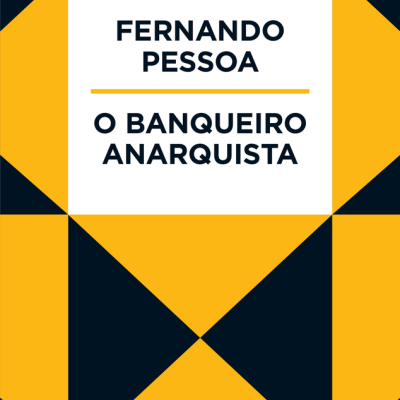 Capa de livro com padrões geométricos amarelo, preto e branco e texto com título e autor