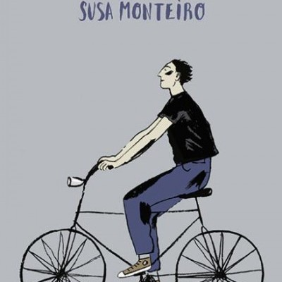 Livro intitulado BEJA com ilustração de pessoa numa bicicleta