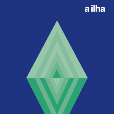 Capa de livro azul com forma geométrica verde e texto com nome do autor e título