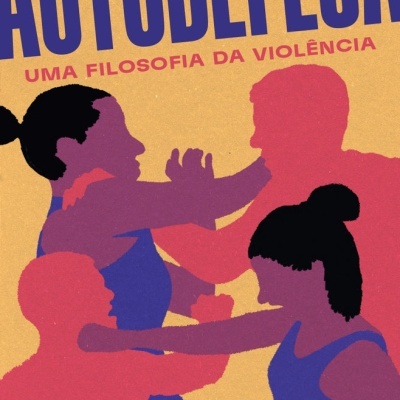 Capa de livro com título AUTODEFESA e silhuetas de pessoas em defesa