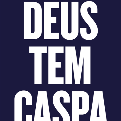 Capa de livro 'DEUS TEM CASPA' de Júlio Henriques com fundo azul escuro