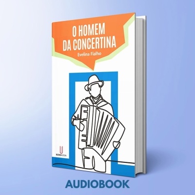 Capa do livro 'O HOMEM DA CONCERTINA' com ilustração de homem a tocar concertina