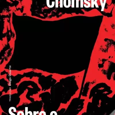 Capa de livro 'Sobre o Anarquismo' de Noam Chomsky em vermelho e preto com texto branco.