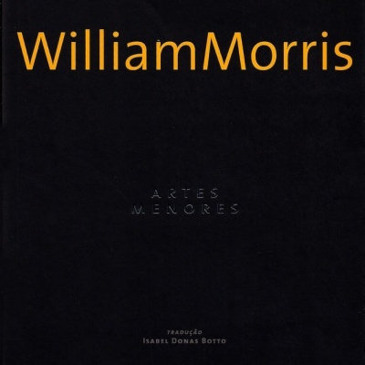 Capa preta de livro com texto William Morris em amarelo