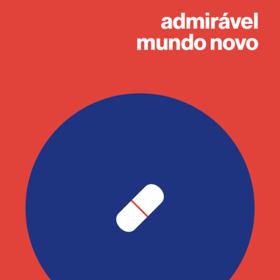Capa de livro com cápsula branca em círculo azul e texto em fundo branco e vermelho