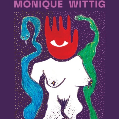 Capa de livro As Guerrilheiras de Monique Wittig com desenho colorido e texto