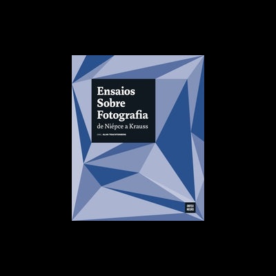 Capa de livro azul com padrões geométricos e texto em branco e preto