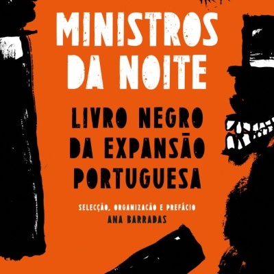 Capa do livro em laranja com texto branco e preto e ilustrações negras.