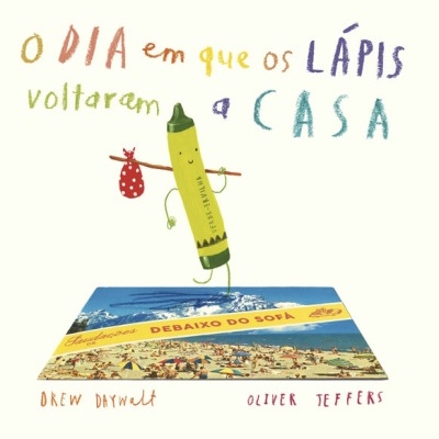 Capa de livro infantil com lápis amarelo animado e texto colorido